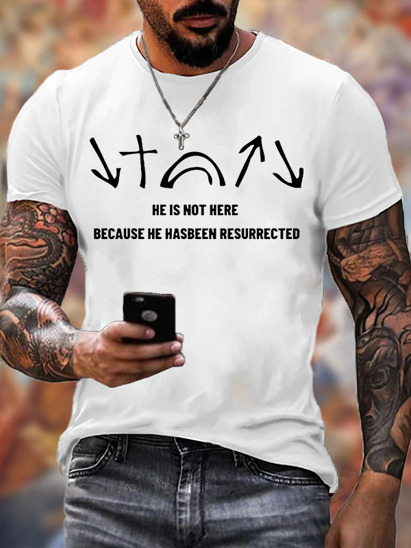 He Is Not Here Jesus God Christian Cotton T-Shirt
