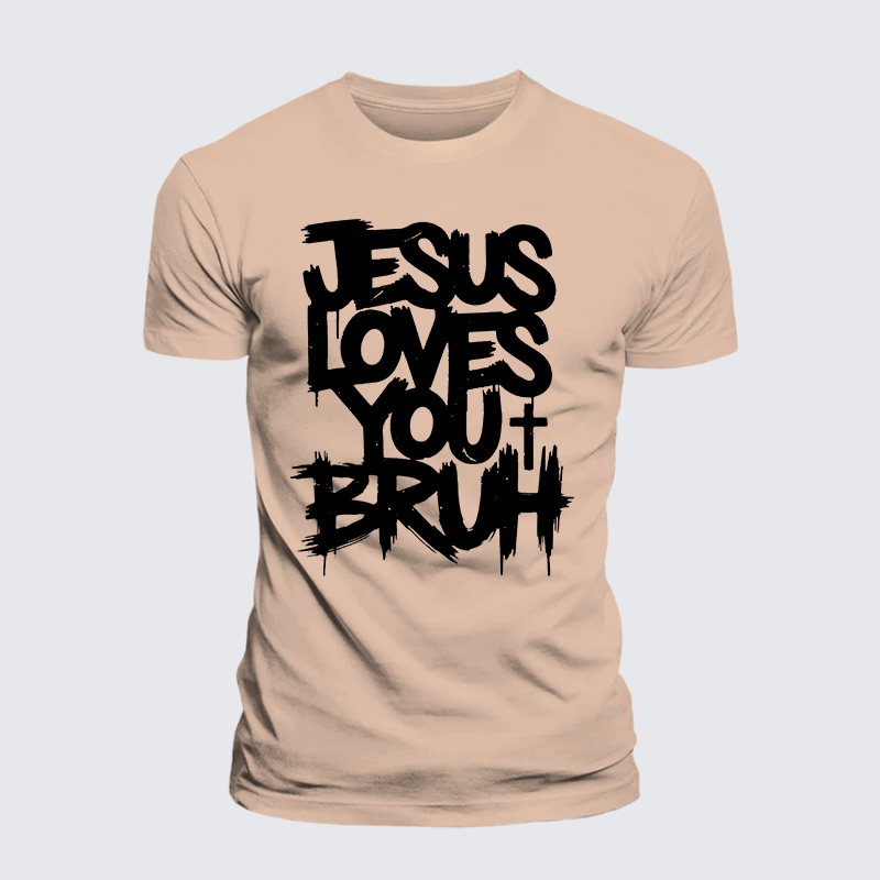Jesus Loves You Bruh Jesus God Christian Premium Mercerized Cotton Tee