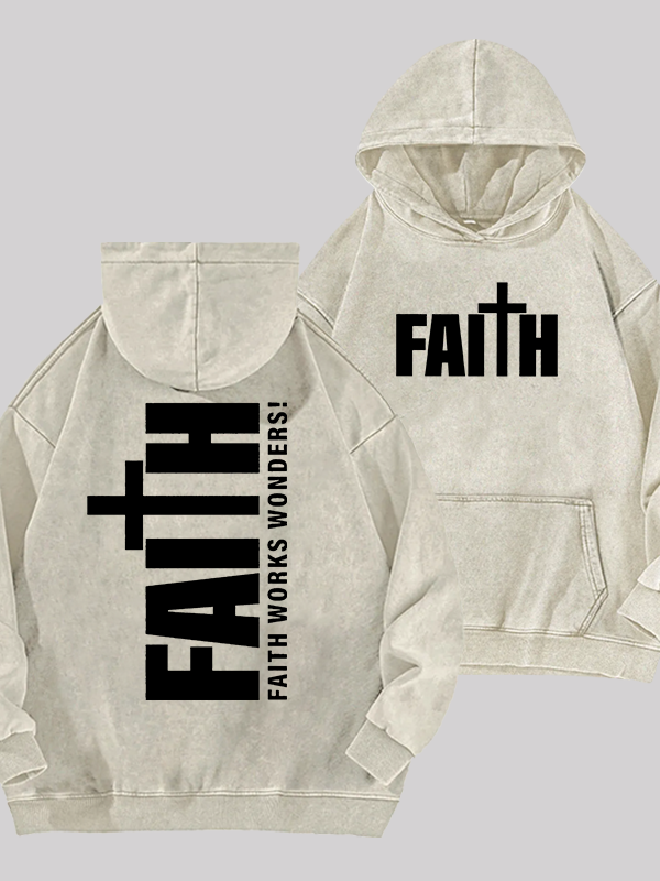 Faith Cross Jesus God Christian Washed Hoodie