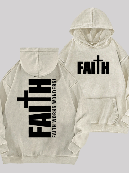 Faith Cross Jesus God Christian Washed Hoodie