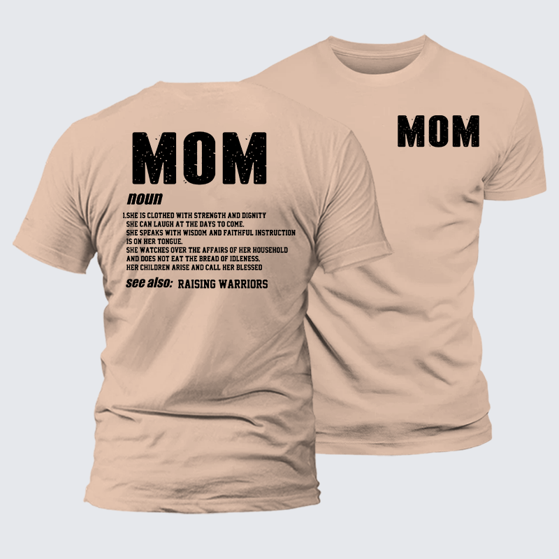 Mom Raising Warriors Jesus God Christian Premium Mercerized Cotton Tee