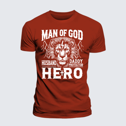 Man Of God Husband Daddy Hero Jesus God Christian Premium Mercerized Cotton Tee