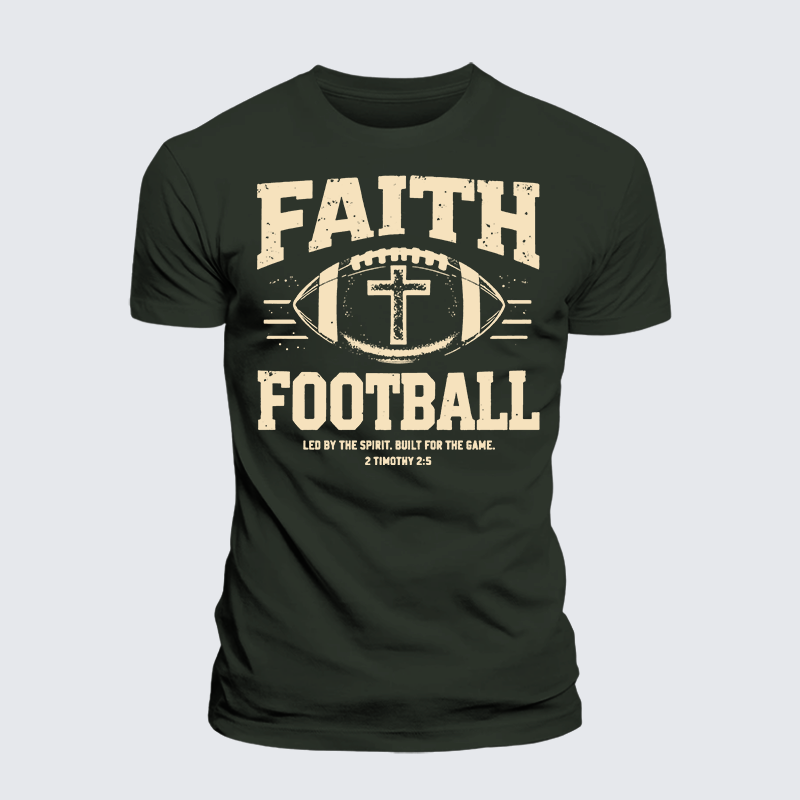 FAITH & FOOTBALL Jesus God Christian Premium Mercerized Cotton Tee