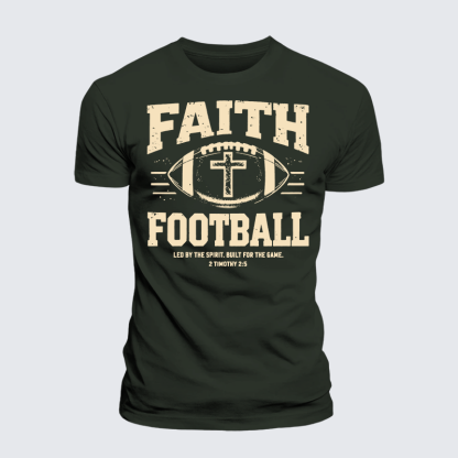 FAITH & FOOTBALL Jesus God Christian Premium Mercerized Cotton Tee