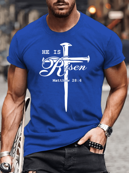 He Is Risen Jesus God Christian Cotton T-Shirt
