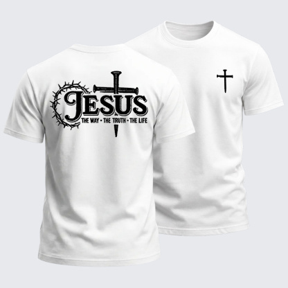 Heavyweight Cotton Tee - Jesus The Way The Truth The Life