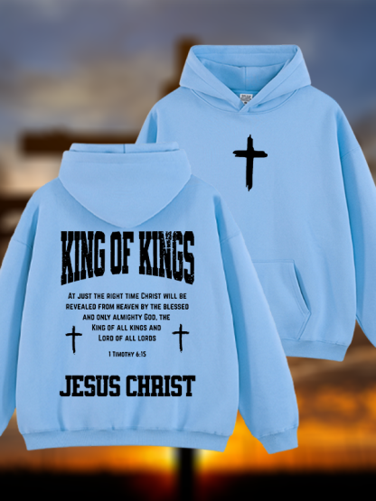 King Of Kings Jesus God Christian Plush Fleece-Lined Hoodie