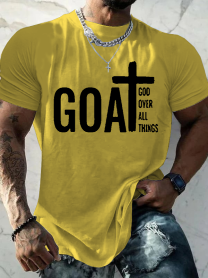 Goat God Over All Things Jesus God Christian Cotton T-Shirt