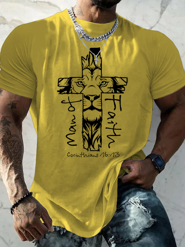 Man Of Faith Jesus God Christian Cotton T-Shirt