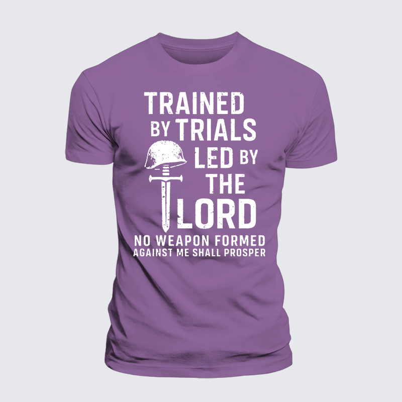 Trained By Trials Led By The Lord Jesus God Christian Premium Mercerized Cotton Tee