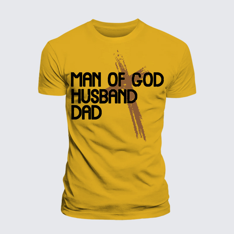 Man Of God Husband Dad Jesus God Christian Premium Mercerized Cotton Tee
