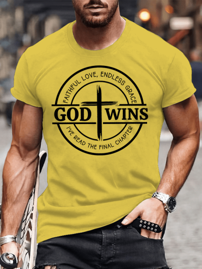 God Wins Jesus God Christian Cotton T-Shirt