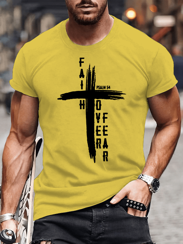 Faith Over Fear Jesus God Christian Cotton T-Shirt