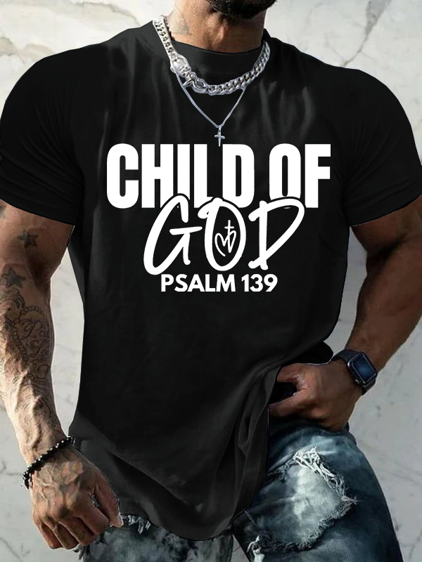 Man Of God Husband Dad Jesus God Christian Cotton T-Shirt