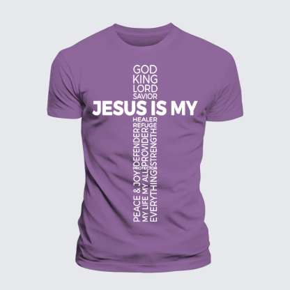 Jesus Is My God King Lord And Savior Jesus God Christian Premium Mercerized Cotton Tee