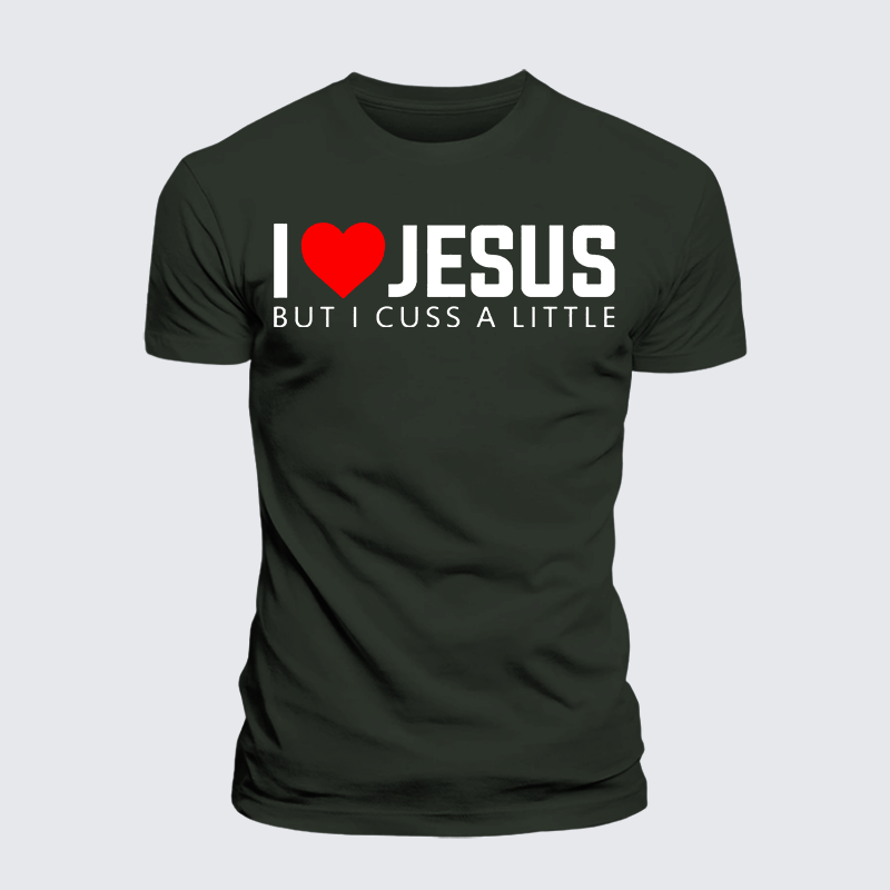 I Love Jesus But I Cuss A Little Jesus God Christian Premium Mercerized Cotton Tee