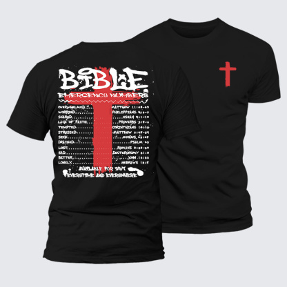 Bible Emergency Numbers Jesus God Christian Premium Mercerized Cotton Tee