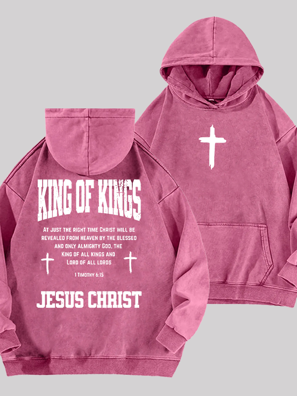 King Of Kings Jesus God Christian Washed Hoodie