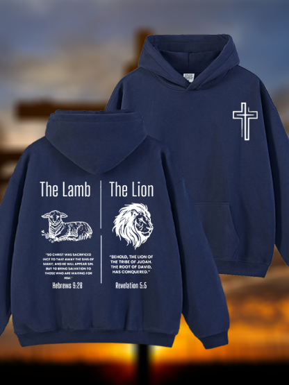 The Lamb & The Lion Jesus God Christian Plush Fleece-Lined Hoodie