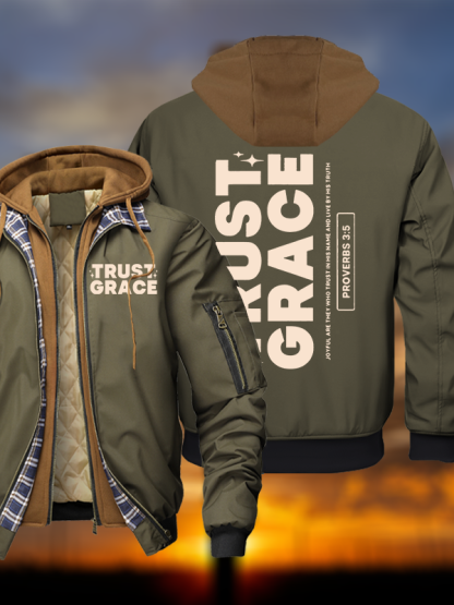 Trust Grace Warm Hooded Bomber Jacket