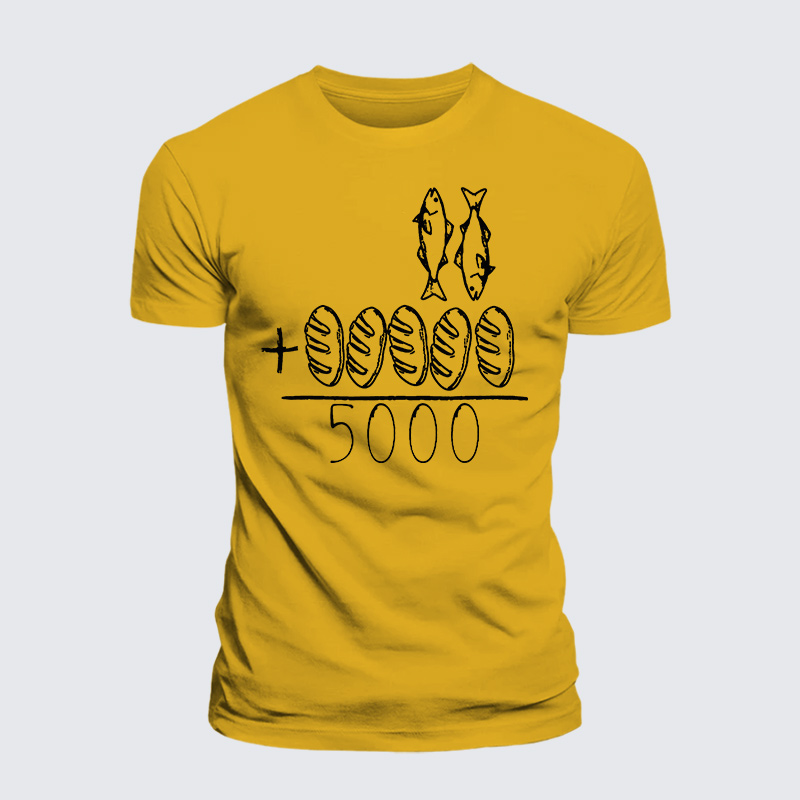 2 Fishes 5 Breads Jesus Feeds The 5000 Jesus God Christian Premium Mercerized Cotton Tee