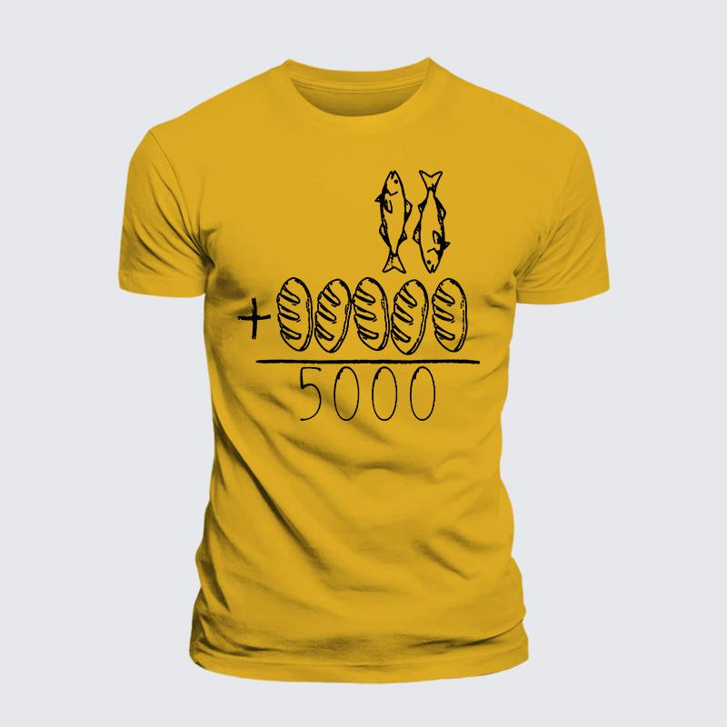 2 Fishes 5 Breads Jesus Feeds The 5000 Jesus God Christian Premium Mercerized Cotton Tee