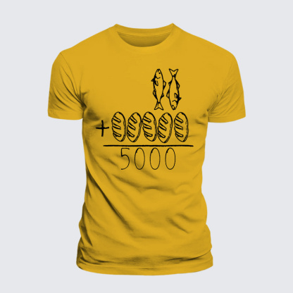 2 Fishes 5 Breads Jesus Feeds The 5000 Jesus God Christian Premium Mercerized Cotton Tee