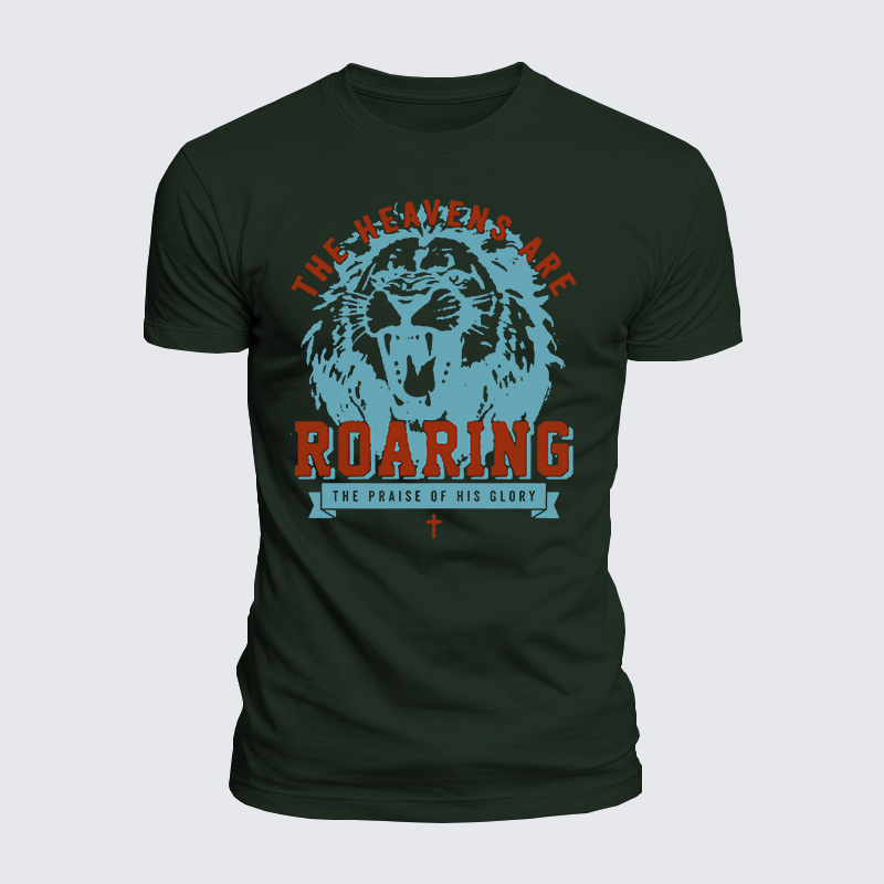 The Heavens Are Roaring The Praise Of His Glory Jesus God Christian  – Luxe Mercerized Interlock Cotton Tee