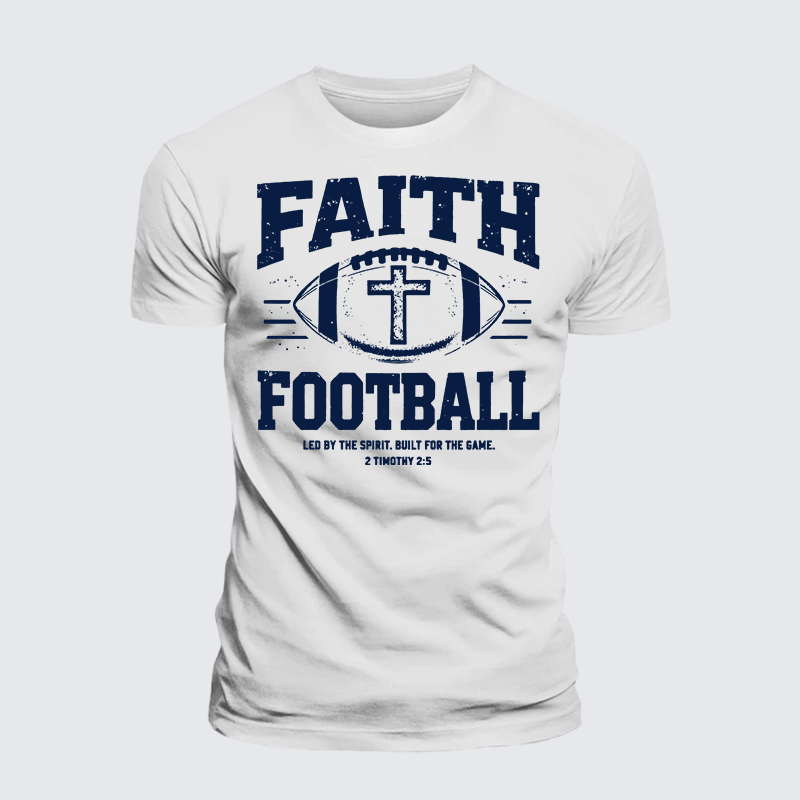 FAITH & FOOTBALL Jesus God Christian Premium Mercerized Cotton Tee