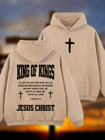 King Of Kings Jesus God Christian Plush Fleece-Lined Hoodie