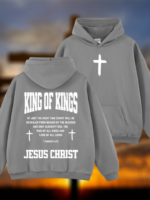 King Of Kings Jesus God Christian Plush Fleece-Lined Hoodie