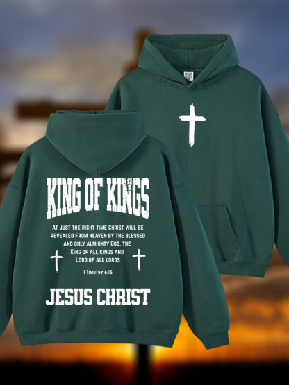 King Of Kings Jesus God Christian Plush Fleece-Lined Hoodie