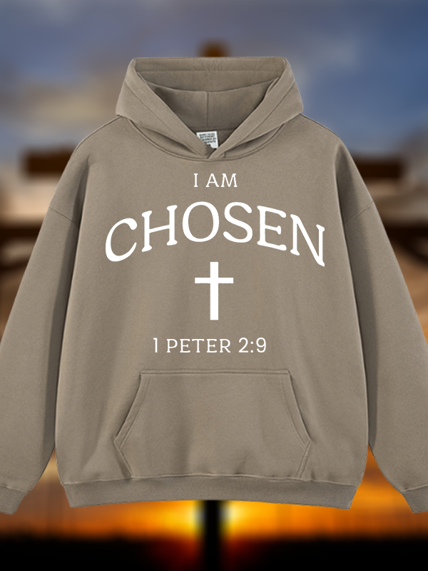 I Am Chosen Jesus God Christian Plush Fleece-Lined Hoodie