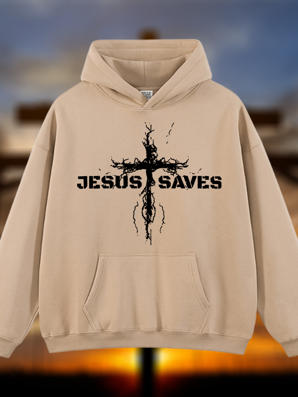 Jesus Saves Jesus God Christian Plush Fleece-Lined Hoodie