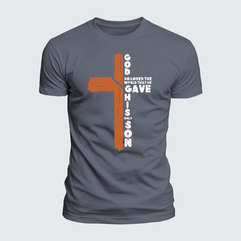 Cross God So Loved The World Jesus God Christian  – Luxe Mercerized Interlock Cotton Tee