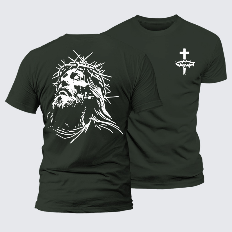 Vintage Crown of Thorns  Jesus God Christian Premium Mercerized Cotton Tee