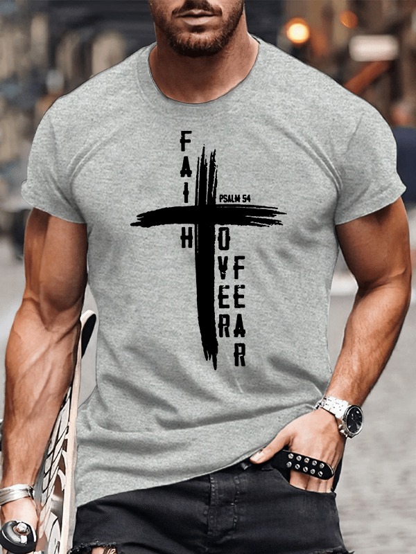 Faith Over Fear Jesus God Christian Cotton T-Shirt