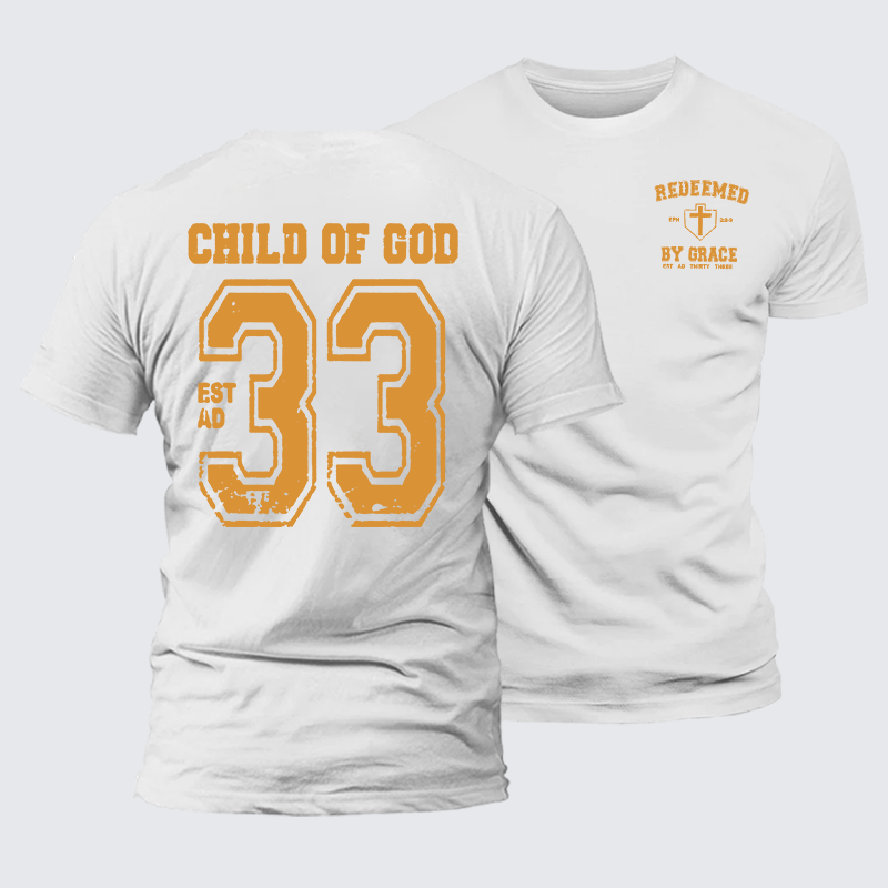 Redeemed By Grace Jesus God Christian Premium Mercerized Cotton Tee