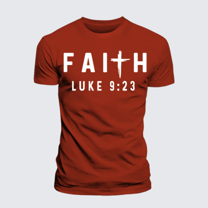 Luke 9:23 Jesus God Christian Premium Mercerized Cotton Tee