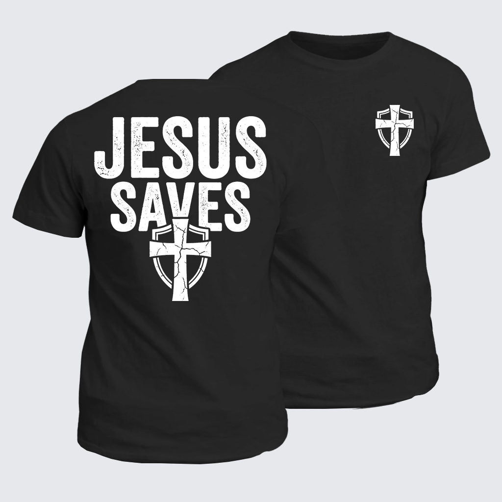 Jesus Saves Jesus God Christian Cotton T-Shirt