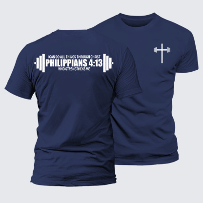 Philippians 4:13 Jesus God Christian Premium Mercerized Cotton Tee
