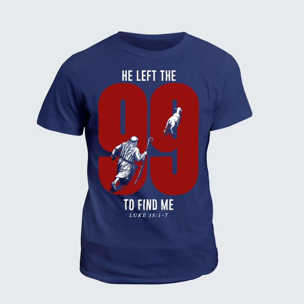 Classic Cotton Tee - He Left The 99 To Find Me - Navy (front)