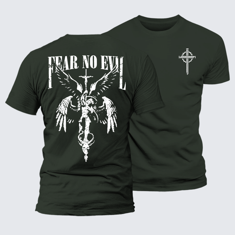 Fear No Evil Jesus God Christian Premium Mercerized Cotton Tee