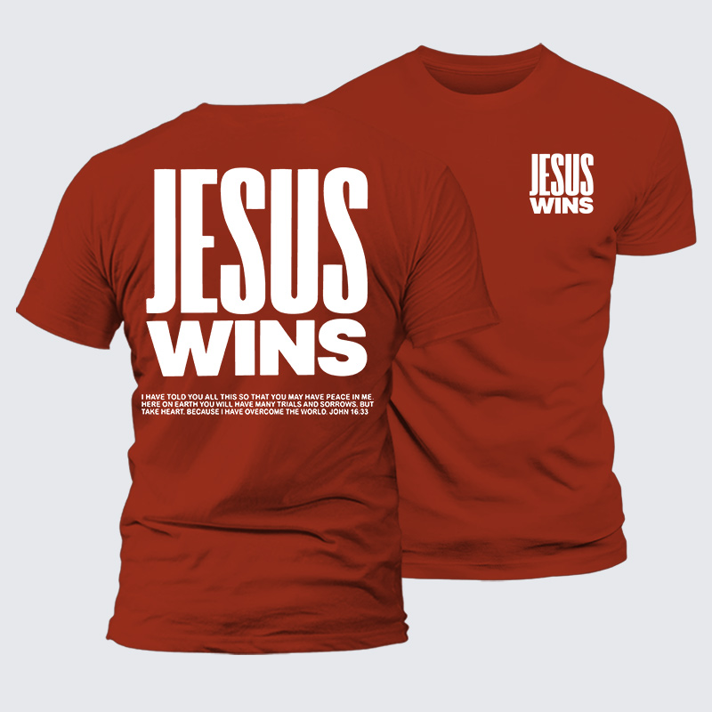 Jesus Wins Jesus God Christian Premium Mercerized Cotton Tee