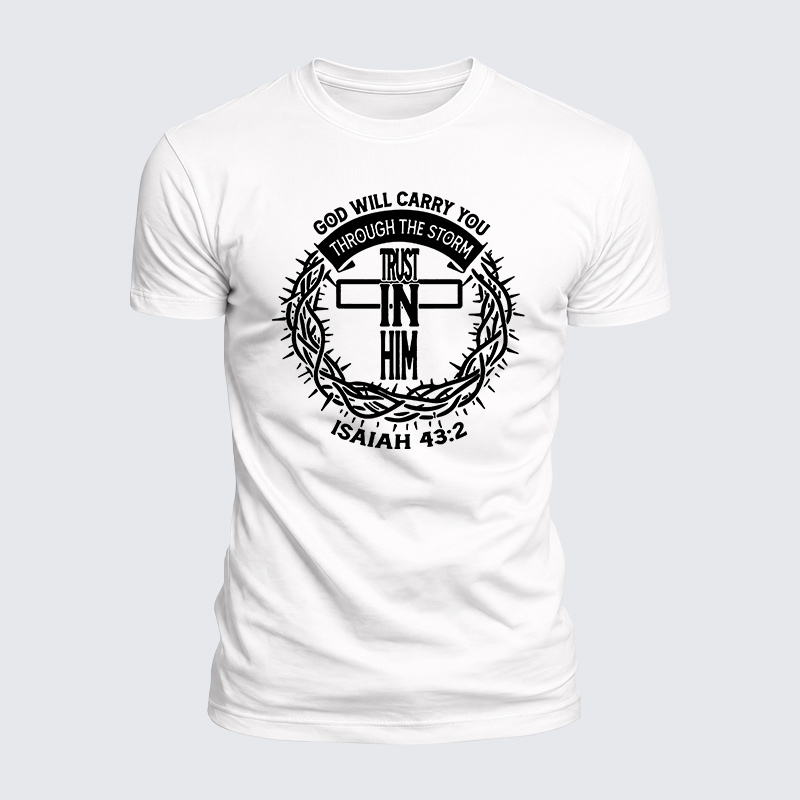 God Will Carry You Through The Storm Jesus God Christian  – Luxe Mercerized Interlock Cotton Tee