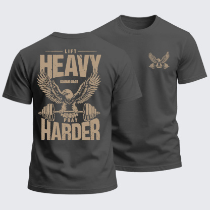 Heavyweight Cotton Tee - Lift Heavy Pray Harder
