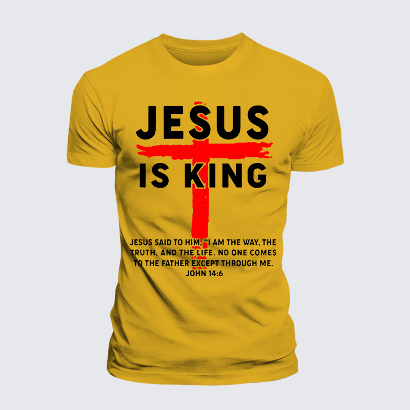 Jesus Is King Jesus God Christian Premium Mercerized Cotton Tee