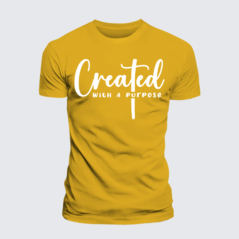 Created with A Purpose Jesus God Christian Premium Mercerized Cotton Tee