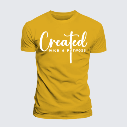Created with A Purpose Jesus God Christian Premium Mercerized Cotton Tee