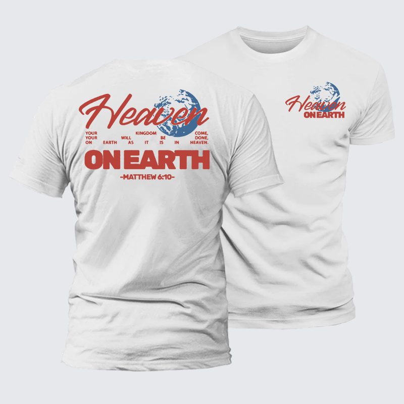 Heaven On Earth Jesus God Christian Premium Mercerized Cotton Tee